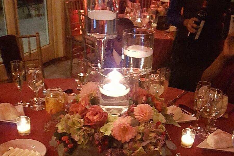 Table setting with candle