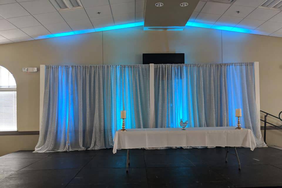 Silver Backdrop & Uplighting
