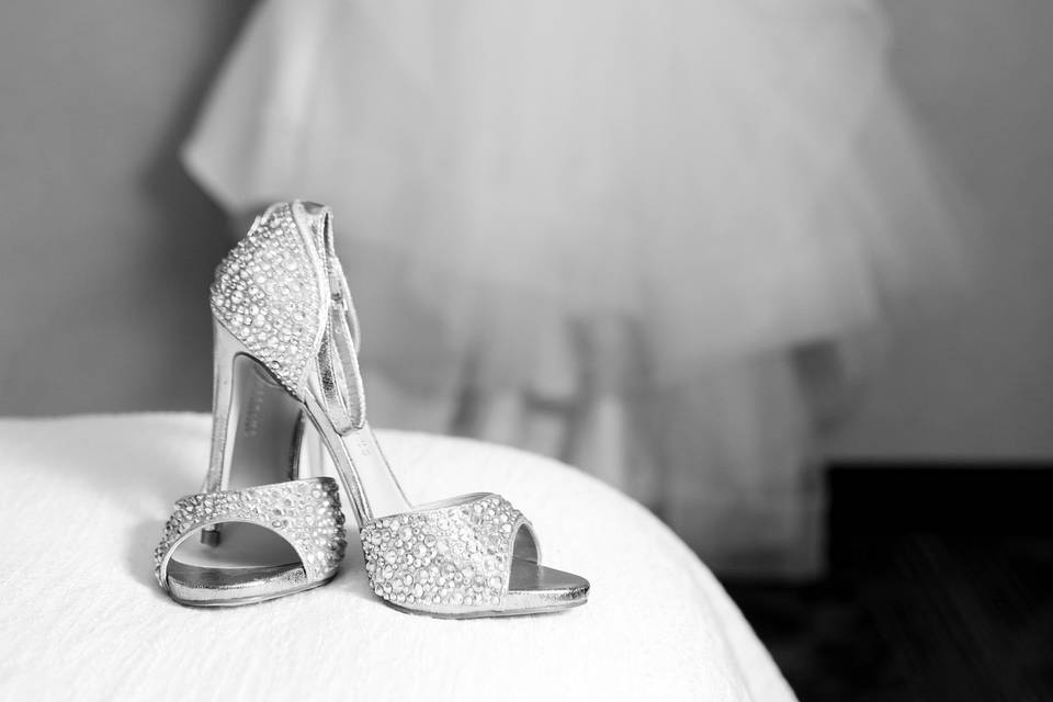 Wedding gown and shoes