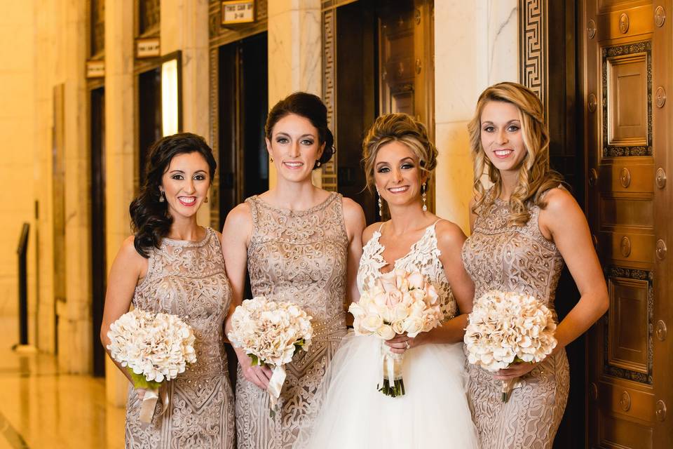 Bride and bridesmaids