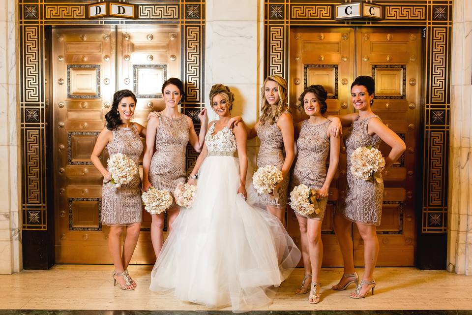 Bride and bridesmaids