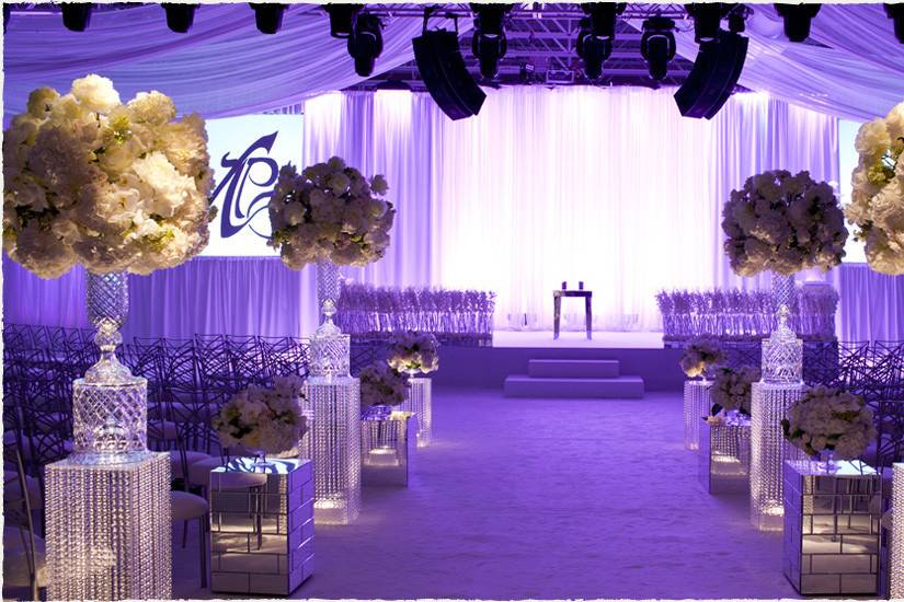 Table setup with flower centerpiece