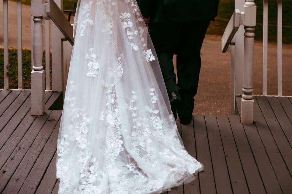 First stroll as newly weds