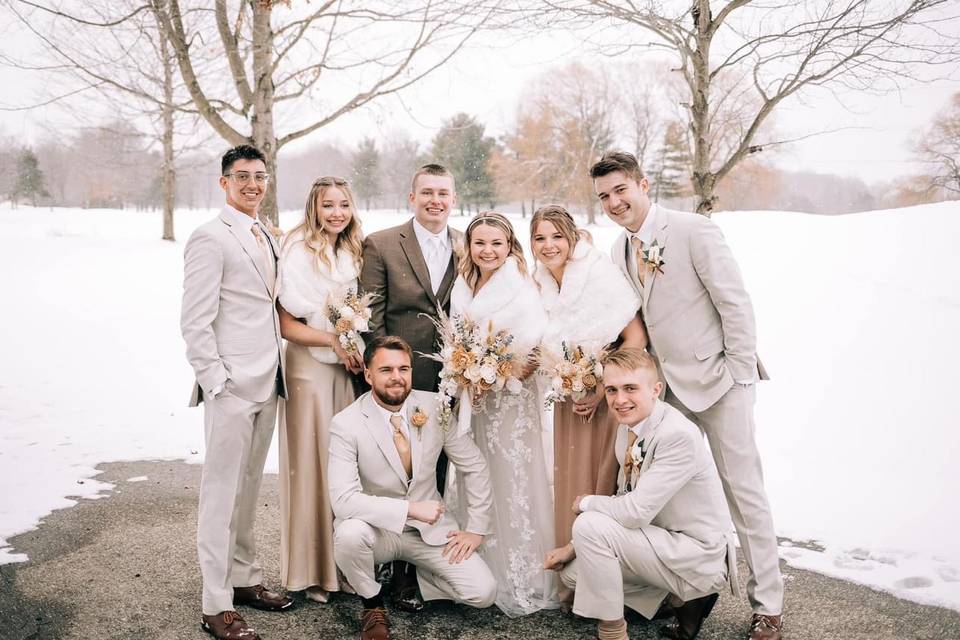 Winter bridal party