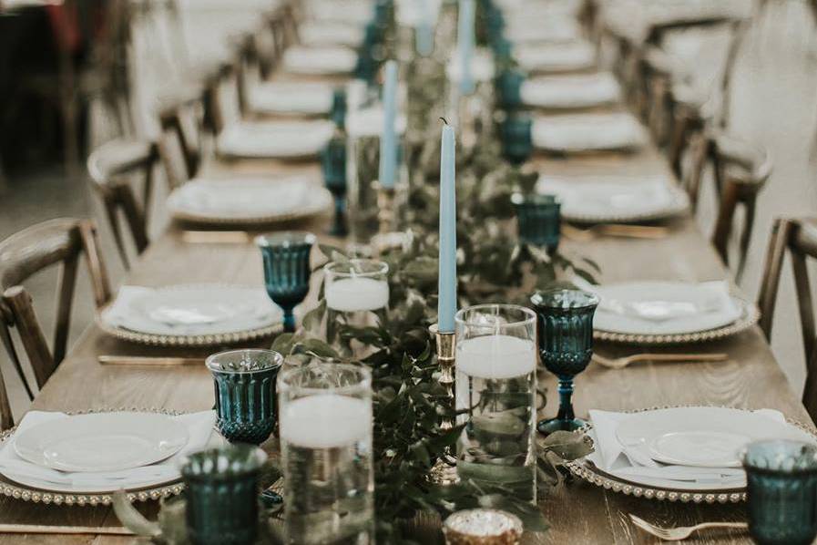 Table setup with centerpiece