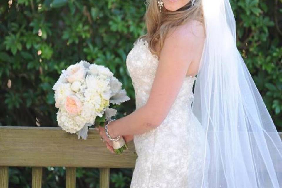 Bride by the fence