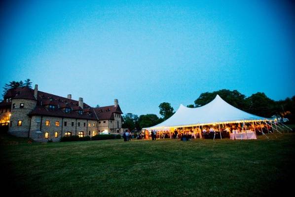 Outdoor tented reception on the Great Lawn.