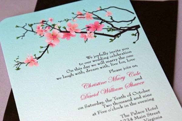 Cherry Blossoms Wedding Invitation
