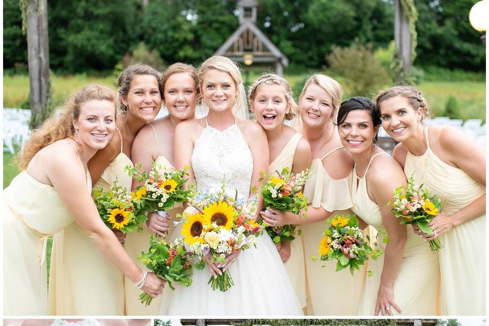 Sunflowers and bridesmaids