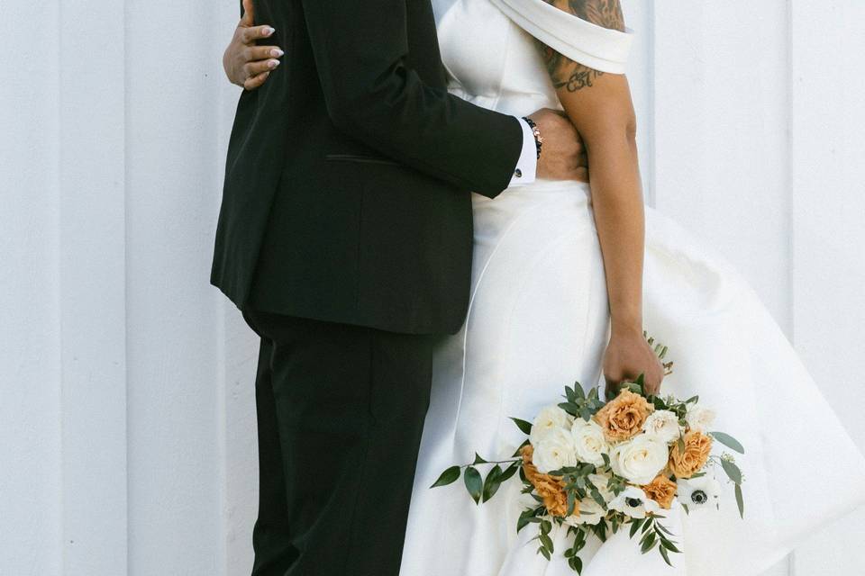 Bride and Groom Embracing