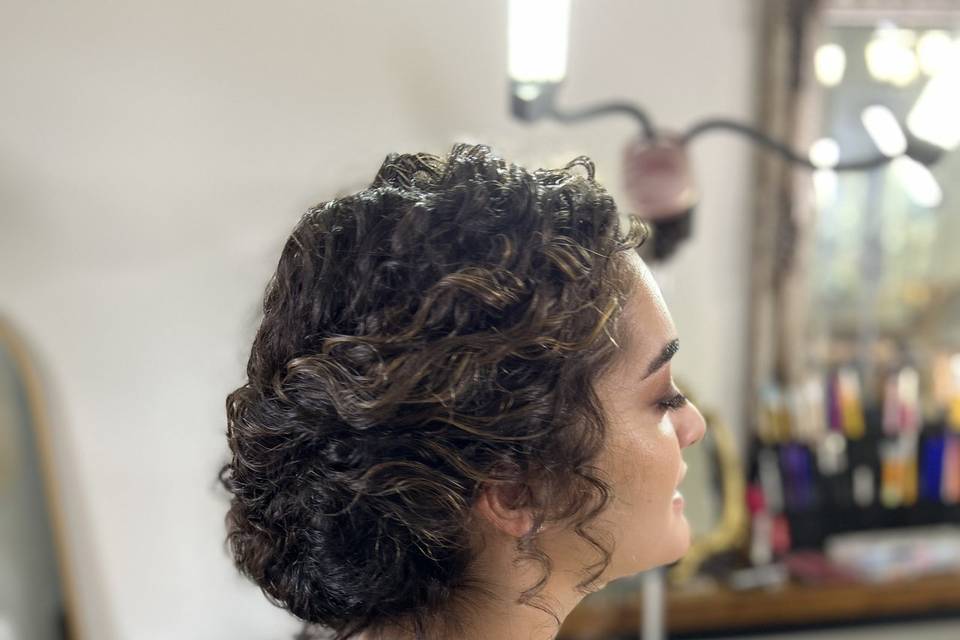 Naturally curly up-do