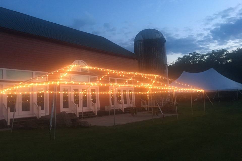 That's a lot of bistro lighting! Installed over a patio as a contingency once we knew the weather was clear..