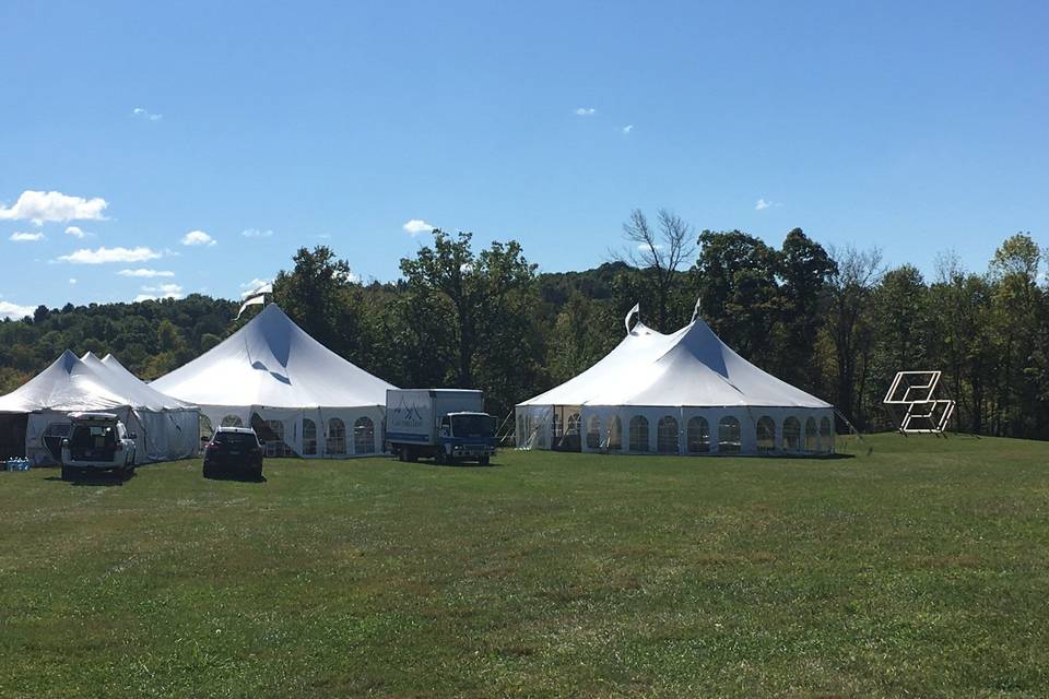 44x63 Stillwater, 57x83 still water and a 20x40 cook tent