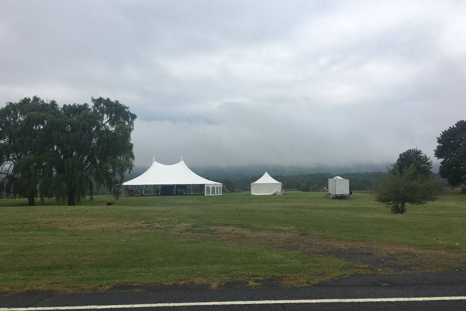 57x76 oval sail cloth tent- seating for 150 with a dance floor.