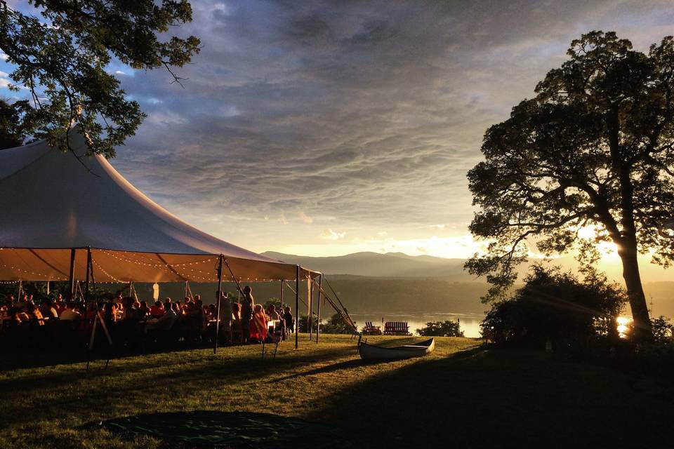 Sail tent by the water