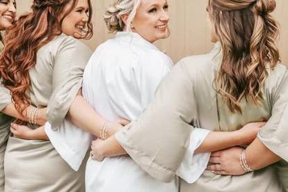 With her bridesmaids