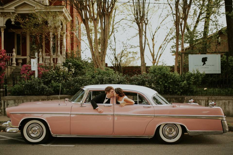 Pink vintage car