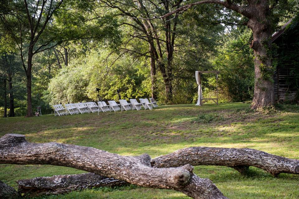 At the barn in the woodlands