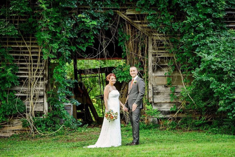 In front of the 1891 barn