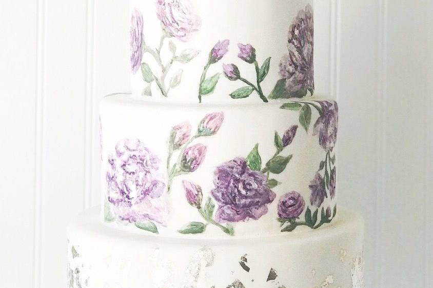 Cake with purple flowers