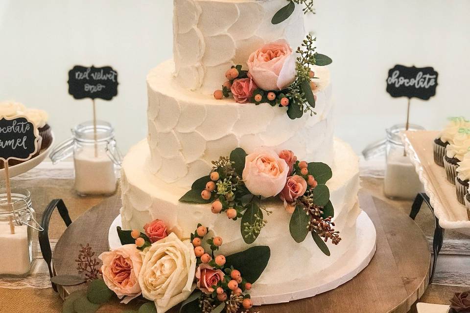 Three tier wedding cake