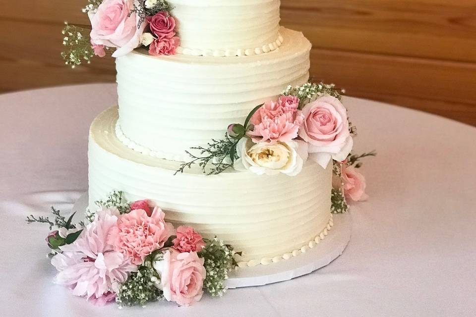 Three tier wedding cake