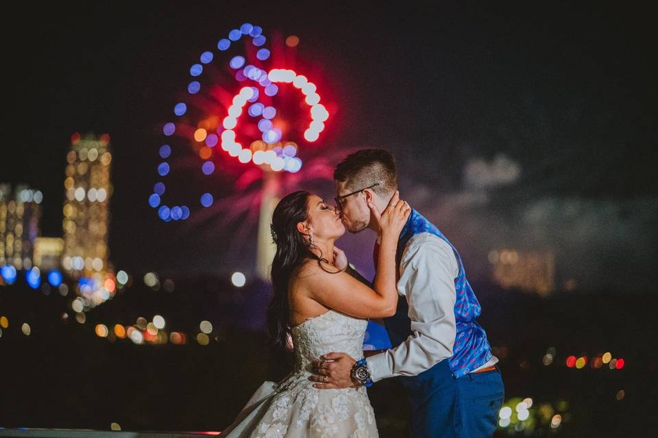 Fireworks at Rooftop Patio