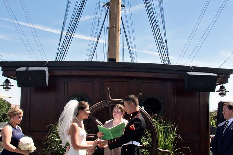 Ceremony on charthouse deck