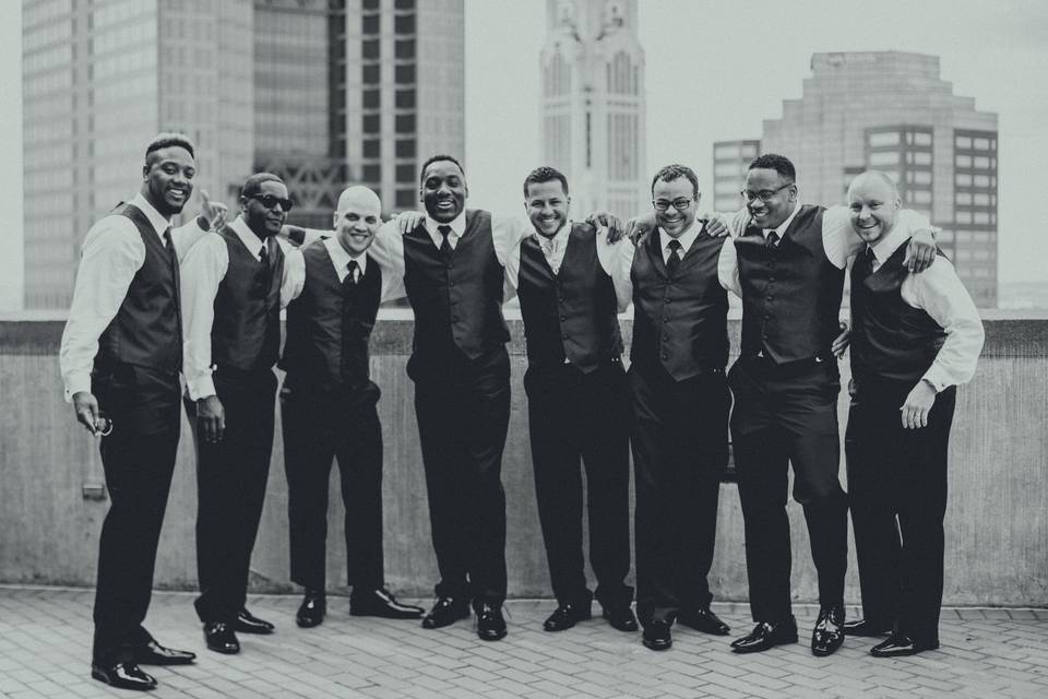 The groom with his groomsmen