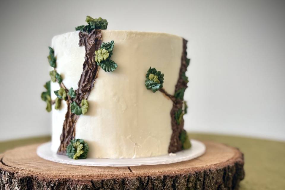 Simple forest wedding cake