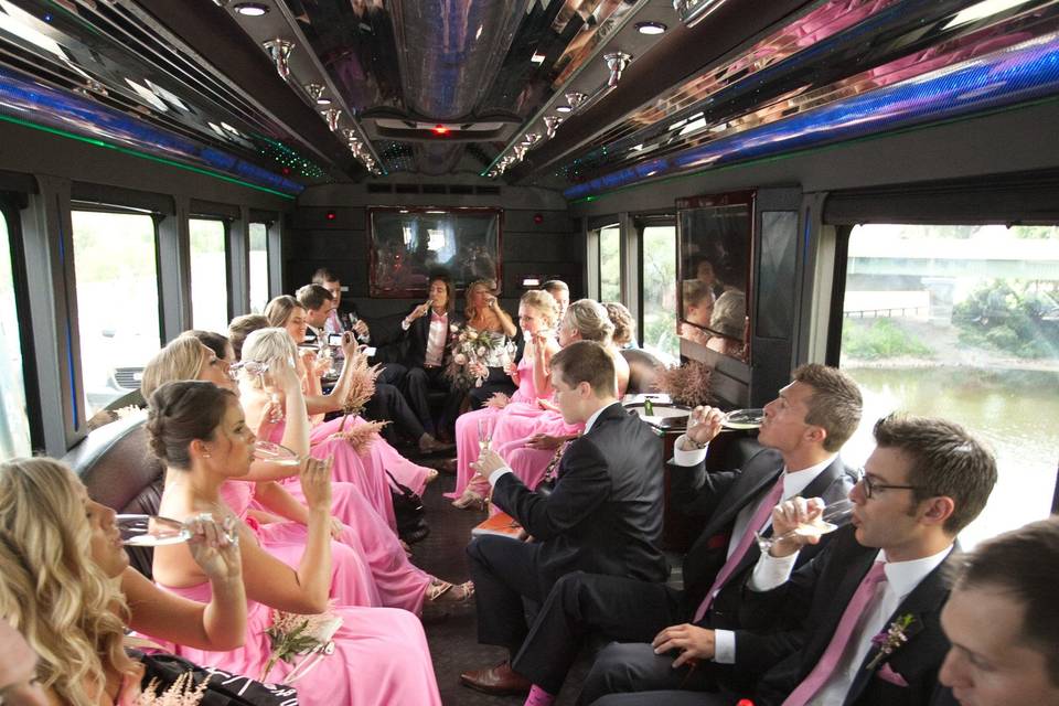 30 Pass Limo Bus Interior