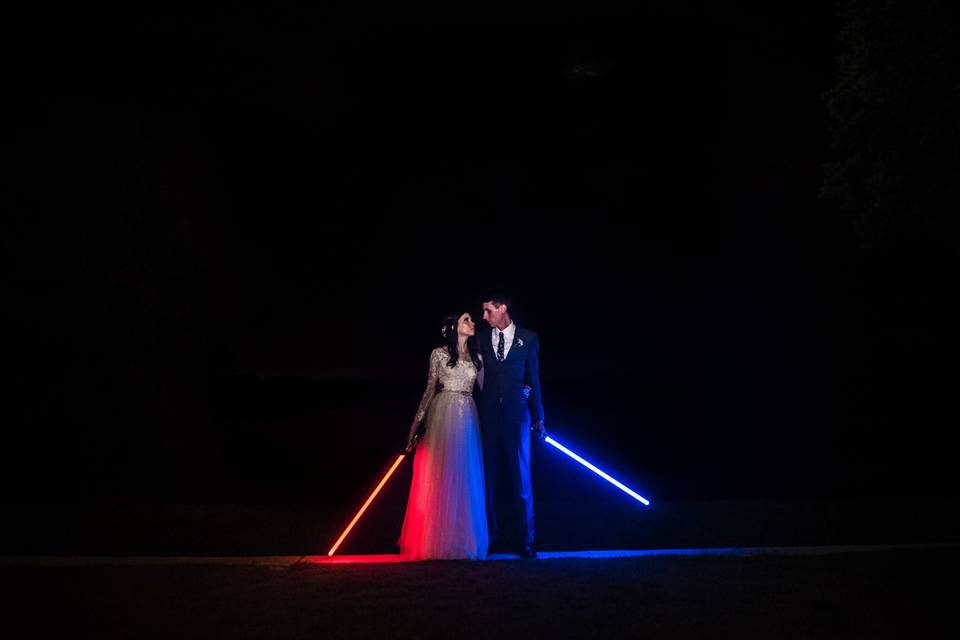 Bride + groom star wars