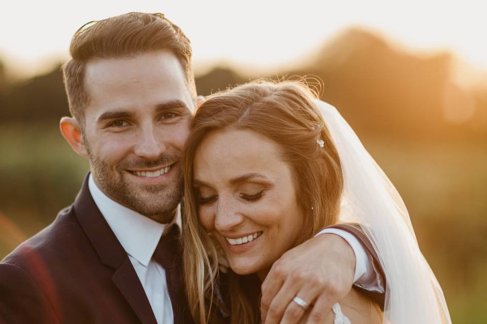 Bride and groom golden hour