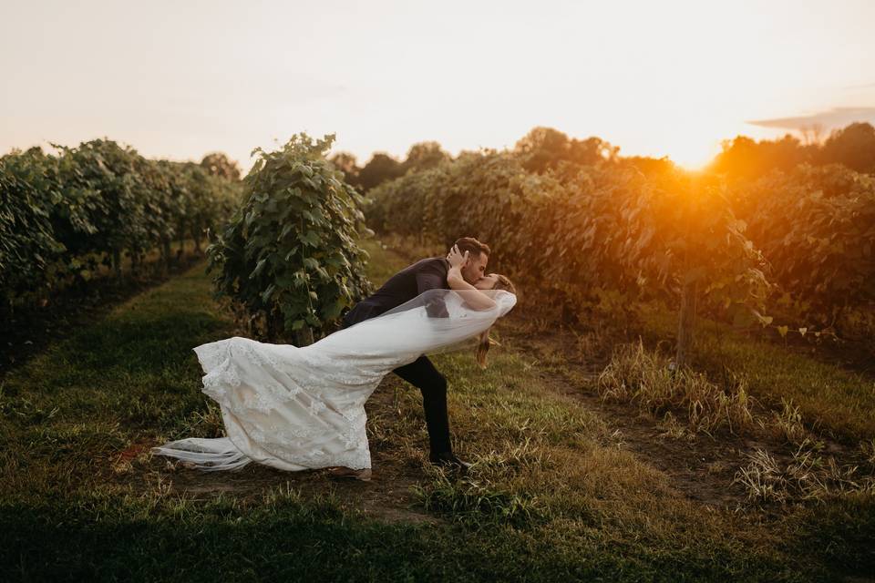 Bride and groom golden hour