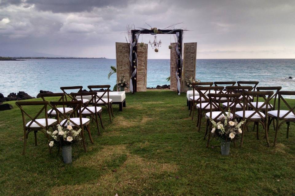 Ocean view ceremony setup