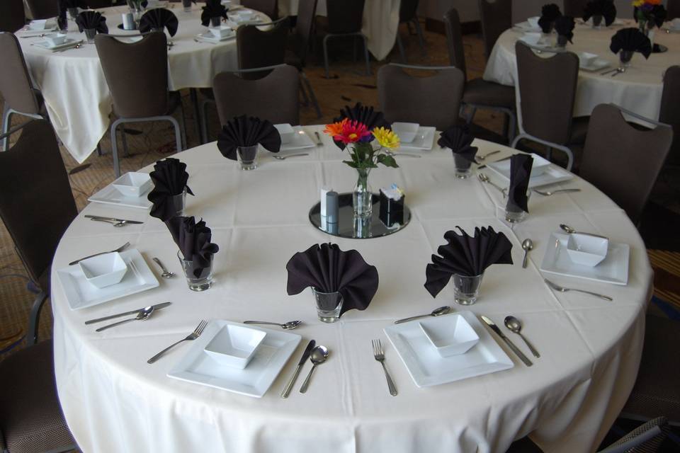 Table set-up with centerpiece