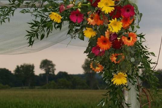 Floral decor on arch