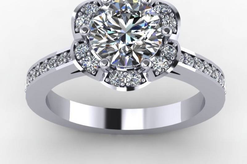 diamond engagement ring with moissanite center