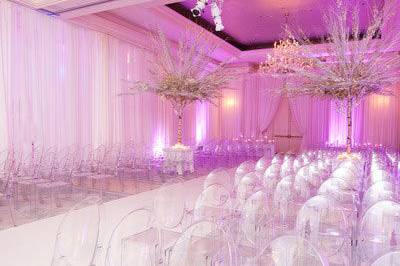 Pretty in pink ceremony setup