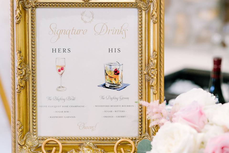 Custom Signature Drinks Sign