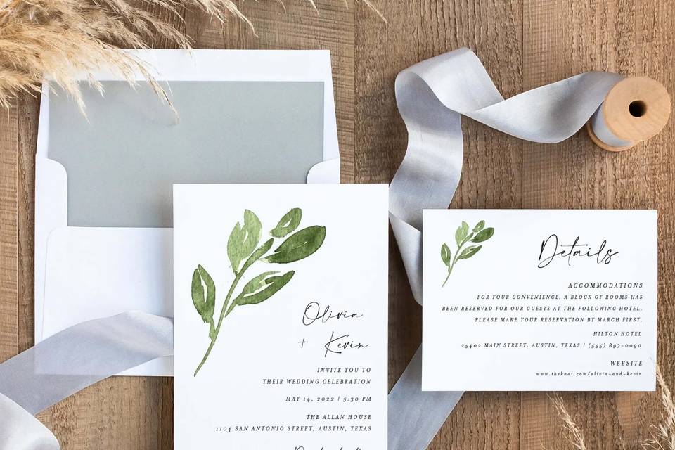 Simple Greenery Invitation