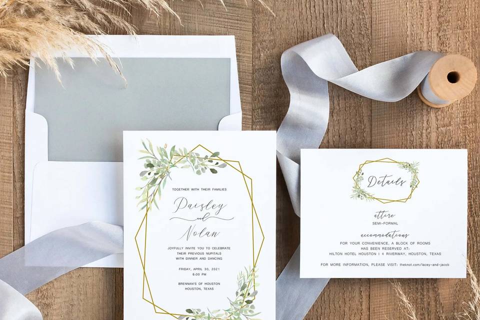 Geometric Greenery Invitation