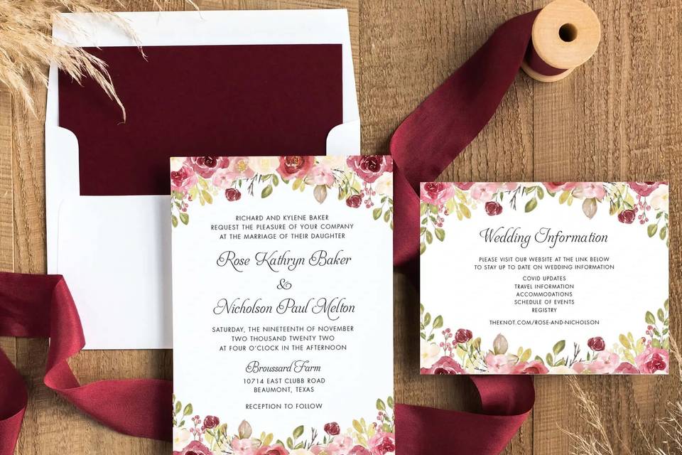 Mauve Floral Invitation Suite