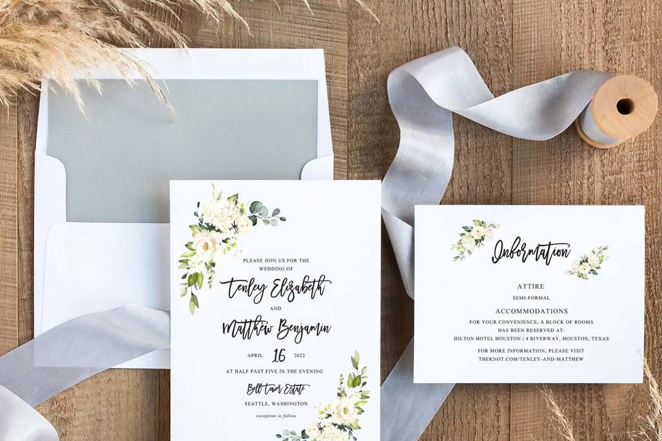 Neutral Floral Invitation Suit