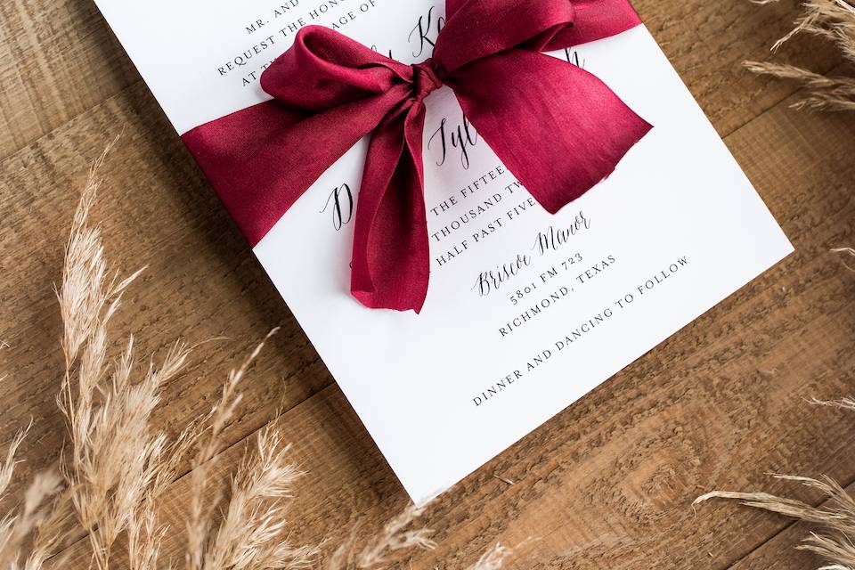 Silk Ribbon Wedding Invite