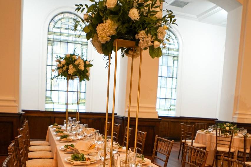 Long Table Near Stained Glass