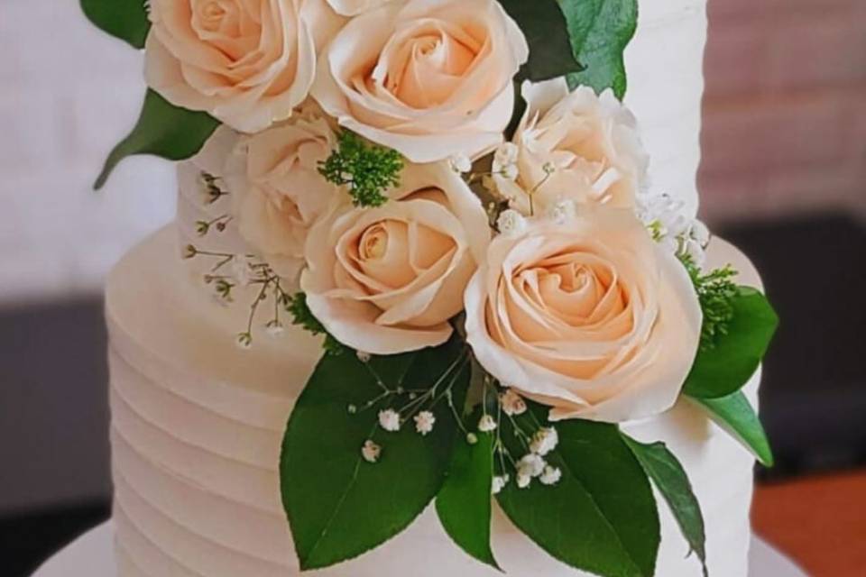 Buttercream with cascade roses