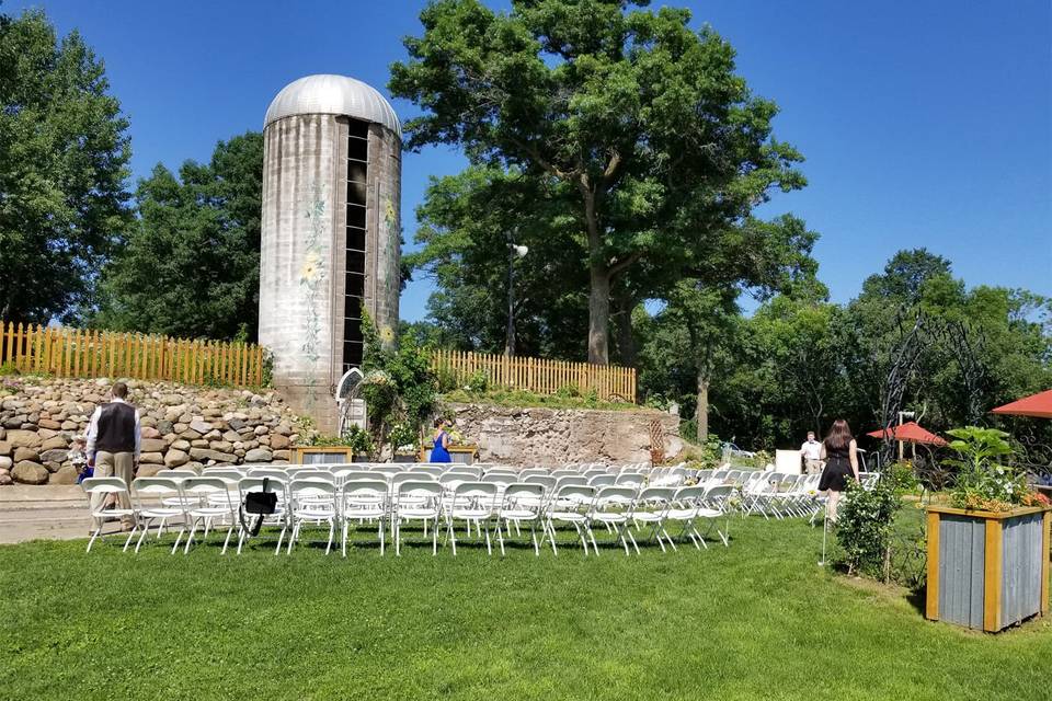 White folding chairs