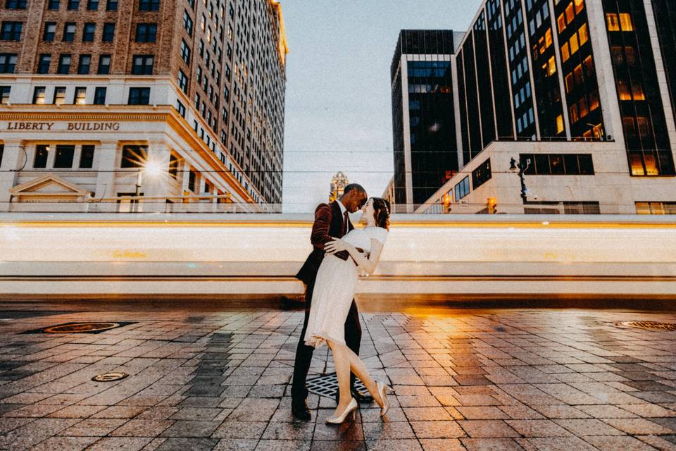 Engagement session in downtown