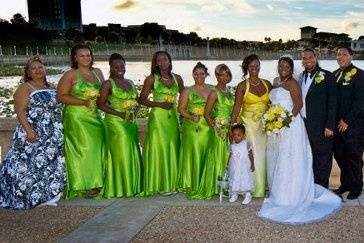 Couple and wedding attendants